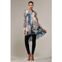 Jolie Moi Women's Dipped Hem Shirt Midi Dress in Teal | Size: 8