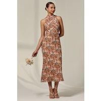 Chiffon Halterneck Printed Midaxi Dress
