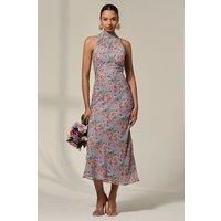 Chiffon Halterneck Printed Midaxi Dress