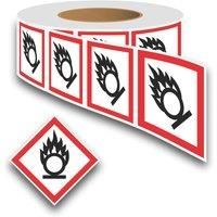 Essentials Oxidising GHS Labels (Roll) 100mm x 100mm (465YU)