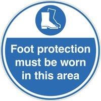 Essentials Foot Protection Must Be Worn In This Area Floor Sign 450mm x 450mm (579YU)