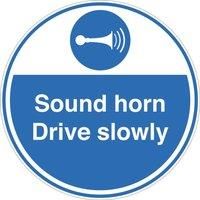 Essentials Sound Horn Drive Slowly Floor Sign 450mm x 450mm (721YU)