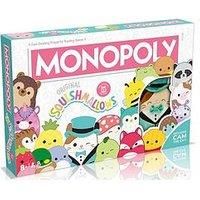 Squishmallows Monopoly Board Game Collectors Edition, Play with Fifi the Fox, Rosie the pig and Brock Bulldog, exclusive 4 Inch Cam the Cat plush, gift for ages 8 plus