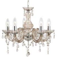 Searchlight 1455-5MI Marie Therese 5 Light Ceiling Pendant Light in Chrome and Mink