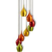 8 Lights Artisan Style Ceiling Fitting Pendant Light Multi-Drop Coloured Shades