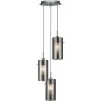 Duo 2 pendant lamp smoky glass/chrome round 3-bulb