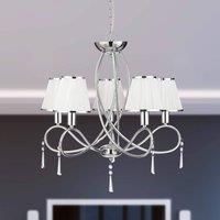 Searchlight Simplicity chandelier, 5-bulb, fabric, chrome/white, E14