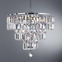 5 Light 3 Tier Chrome Finish Ceiling Chandelier Light With Crystal Coffin Drops