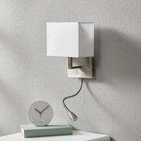 Oblong Satin Silver Wall Light White Shade LED Flexi - Arm, Switched