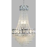 Searchlight 6 Light Chrome Finish Crystal Chandelier With Clear Glass Beads New