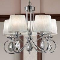 Searchlight Angelique 5 Light Chrome Ceiling Fitting with Ruffled Shades