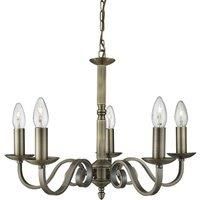 5 Lights Antique Brass Finish Ceiling Fitting Pendant with Candle Style Sconces