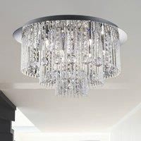 BEATRIX CHROME BLUE LED CEILING LIGHT WITH CRYSTAL DROPS