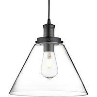 Modern Matt Black Pendant Light With Clear Pyramid Glass Shade Height Adjustable