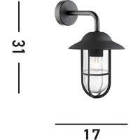 Searchlight 3291BK Well Glass 1 Light Outdoor Wall Lantern in Black