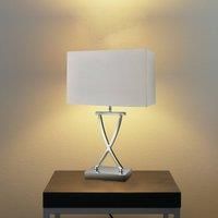 Searchlight Club table lamp, chrome/white, 35.5 cm high, textile, E14