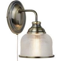 Searchlight 2671-1AB Bistro II One Light Wall Light in Antique Brass with Glass Shades