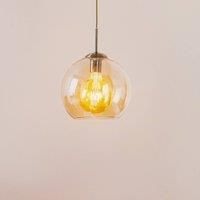Searchlight 1621AM Balls One Light Celing Pendant in Antique Brass and Amber Glass - Width: 250mm