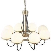 Searchlight 7098-8AB Sphere Eight Light Ceiling Pendant Light in Antique Brass with Glass Shades