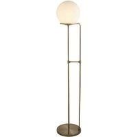 Searchlight Sphere floor lamp in antique brass with glass ball