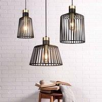 Retro Ceiling Hanging lamp Living Room cage Design Pendant lamp Black Gold Searchlight 9411BK