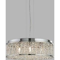 7 Lights LED Chrome Semi-Flush Ceiling Pendant Light with Clear Crystal Drops