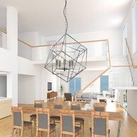 5 Lights Chrome Finish Ceiling Fitting Pendant Light with Geometric Style Frame