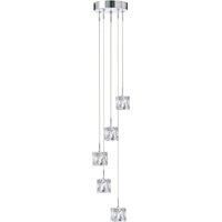 5 LED Lights Multi Drop Chrome Finish Pendant Ceiling Light Clear Glass Shades