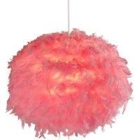 Pink/Grey Round Feather Ball Easy Fit Pendant Light Shade D50cm RRP £32