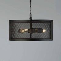 3 Lights Matt Black Finish Pendant Ceiling Fitting Light with Mesh Cage Shade