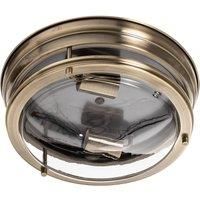 Searchlight 5182AB Edinburgh Flush Ceiling Light Antique Brass & Glass