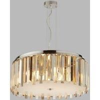 5 Light Chrome Finish Ceiling Fitting Pendant Light with Glass Prisms Drum Shade