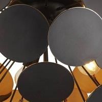 3 Light Black Gold Round Shade Semi-Flush Ceiling Indoor Home Lighting
