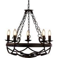 Searchlight 8905-5BK Cartwheel III 5 Gothic Ceiling Light Wrought Iron Matt Black