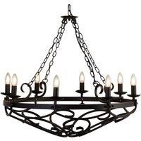 Searchlight 8908-8BK Cartwheel III 8 Gothic Ceiling Light Wrought Iron Matt Black
