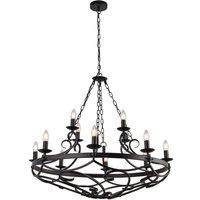 12 Lights Black Finish Wrought Iron Ceiling Fitting Pendant Light with Chains