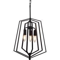 3 Lights Matt Black Metal Indoor Adjustable Height Ceiling Fitting Pendant Light