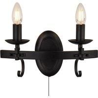Cartwheel wall light, two-bulb with a pull switch