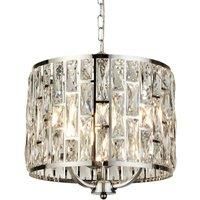 Bijou 3 Lights Chrome Pendant Home Indoor Ceiling Light With Crystal Glass Shade