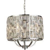 Bijou 5 Lights Chrome Pendant Home Indoor Ceiling Light With Crystal Glass Shade