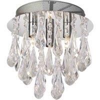 Lighting Collection 3Lt Chrome Ceiling With Clear Acrylic Drops