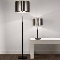 Searchlight 3877BK Black & Chrome Table Lamp with Brushed Black Chrome Shade Table Light
