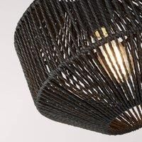 1 Light Black Wicker Design Shade Ceiling Fitting Mounted Indoor Pendant Light