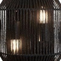 Searchlight Wicker 2 Light Wall Light, Black Wicker