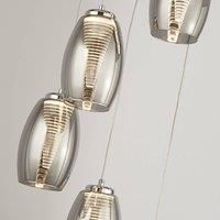 5 Light LED Chrome Finish Ceiling Mounted Pendant Light with Smoked Glass Shade