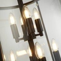 8 Lights Black Finish Metal Frame and Glass Panels Ceiling Fitting Pendant Light