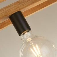 4 Lights Wooden Frame and Black Metal Lamp Holder Ceiling Fitting Pendant Light