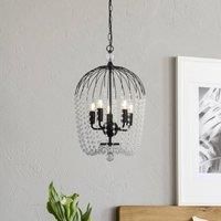 5 Lights Black Finish Metal Clear Crystal Shower Ceiling Fitting Pendant Light