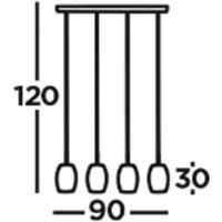 4 Lights Bar Black Cut Metal Golden Inner Shade Ceiling Fitting Pendant Light