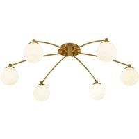 Lighting Collection Opal And Brass 6Lt Ceiling